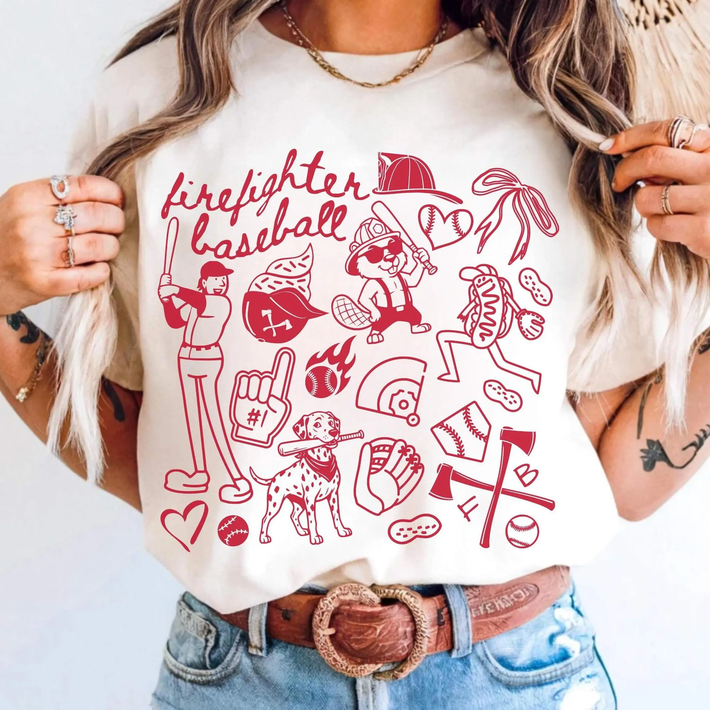 Firefighters Baseball Graphic Tee, Firefighter Baseball Game Day Youth Shirt, Firefighters Baseball T-Shirt for Men, Women and Kids