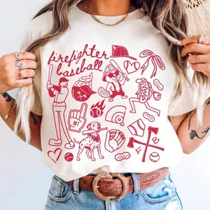 Firefighters Baseball Graphic Tee, Firefighter Baseball Game Day Youth Shirt, Firefighters Baseball T-Shirt for Men, Women and Kids