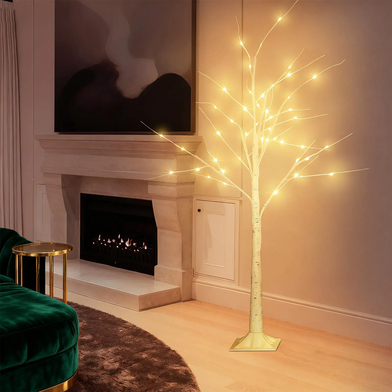 4ft/6ft/8ft LED Artificial Birch Tree Lights,Outdoor Lighting,Landscape Lighting and Torch,Simulation Tree,Adjustable Branches for Easy DIY Modeling,Festive Ambient Lighting,96pcs LED Lights Embellished Christmas Tree Lights