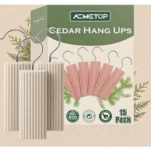 15 Pack Natural Cedar Blocks for Clothes Storage, Aromatic Cedar Hangers for Closets & Drawers, Reusable Cedar Balls for Freshness, 100% Pure Cedar Wood Storage Accessories, Odor Control for Wardrobe Protection Shoe