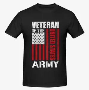 [Graphic Tee] US Army Veteran Vertical Flag Tee | #Streetwear 100% Cotton Soft Breathable Casual T-Shirt, Comfortable Cool Sweat-Wicking Distressed USA Flag Graphic Top, Perfect for Army Veterans, OOTD & Daily Wear