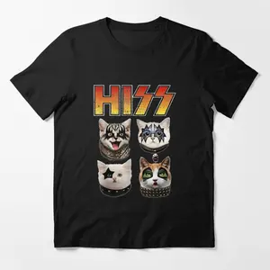 Hiss Funny Cat Lover Essential Graphic Tee T-shirt - Unisex Streetwear Sport Style, Vintage Baseball Shirt, Gift for Women, Gift for  Men