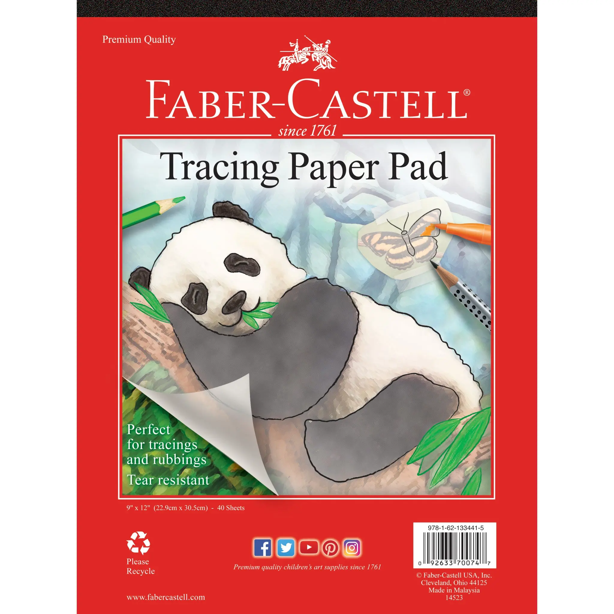 1 Tracing Paper Pad #14523, 9" x 12", 40 Sheets per Pad, Office Stationery Supplies, Suitable for Age 3+