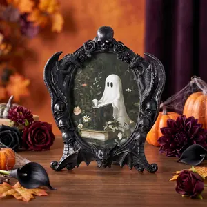 Halloween Decor Resin Ghost Reading Frame, 3D Dragon Skull Pattern, Home Decoration for Halloween Party, Bedroom, Living Room, Study