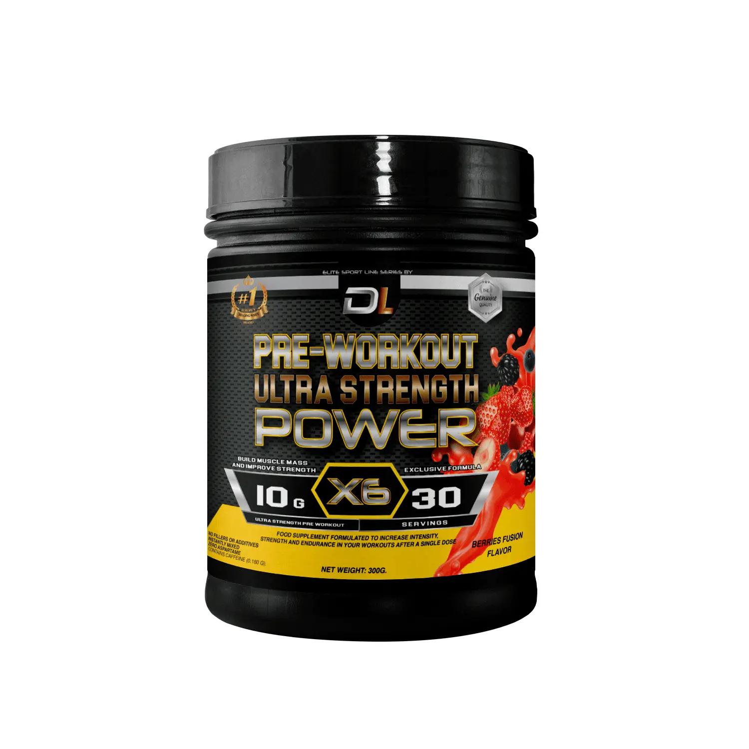 Pre-Workout DL Labs | Boost Energy, Strength & Performance | Caffeine, Taurine, Beta-Alanine, Creatine & Vitamins | Muscle & Fitness | 300g Berries