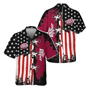 Dr Pepper Patriotic Grunge Flag Hawaiian Shirt for Men Women and Kids, Funny Breathable & Comfortable Tropical Outfit, Perfect Gift for Him And Her,  Summer Vacation, Soda Lover Gift