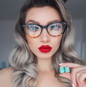 BAMBI Cat Eye "Ombre" Women's Eyeglasses Tortoise Two Tone Gradient Shadz GAFAS Blue Light Blocking Lenses for Computer Work Comfortable Fit High Quality Eyewear Trendy Frames