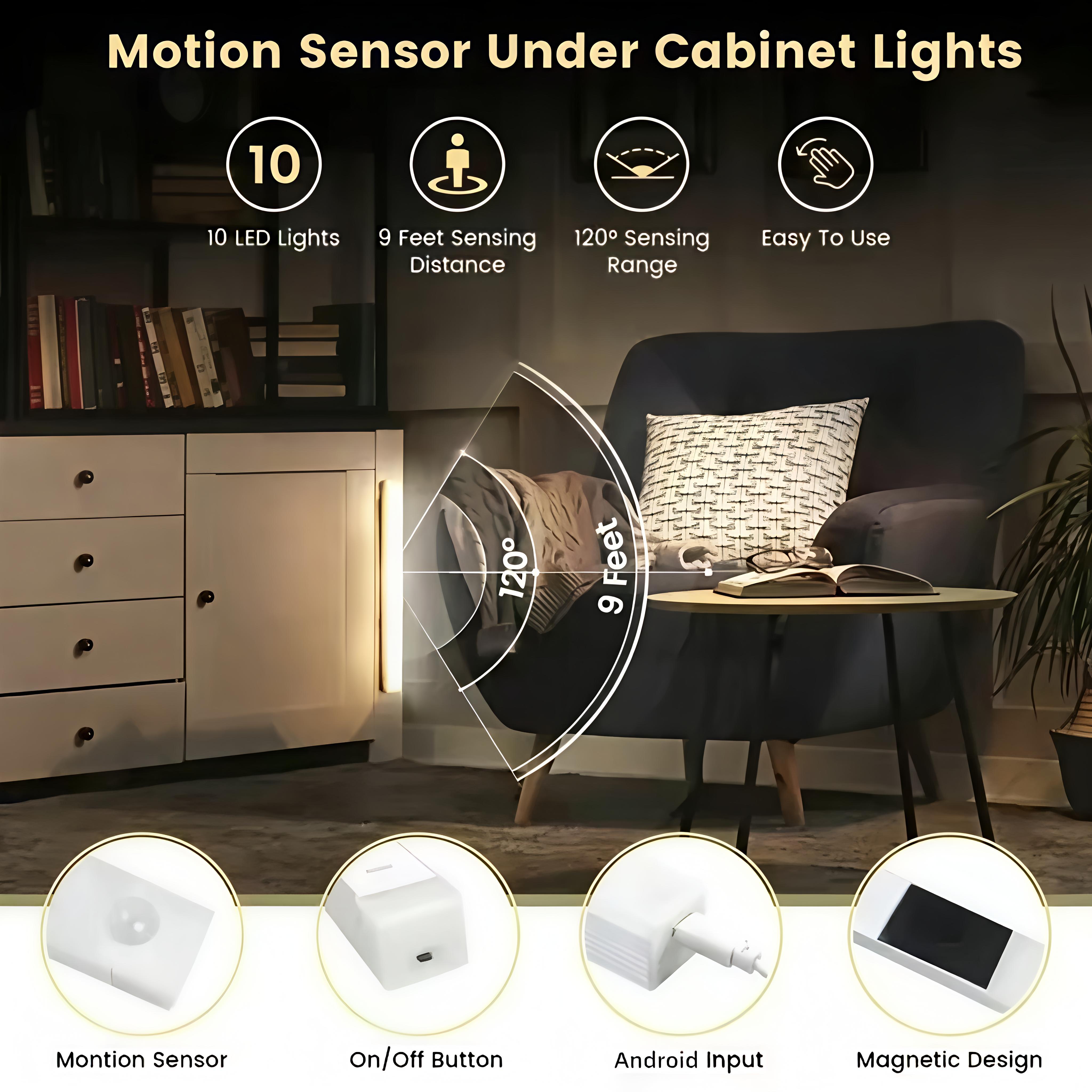 6pcs Magnetic Under-Cabinet LED Lights,Rechargeable, Human-Sensor, Motion SensorLamp, Ideal for Kitchen, Bedroom, Closet, SinkArea - Modern Downlighting with Long-LastingLithium Polymer Batteries, Under CabinetLighting