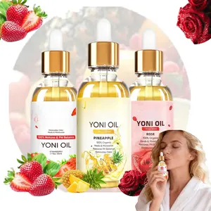3 Pack Natural Feminine Yoni Oil, 1oz Organic Intimate Moisturizer for pH Balance, Odor Eliminating Feminine Deodorant Oil, Infused with Pineapple, Rose and Strawberry Essential Oils for Daily Intimate Care