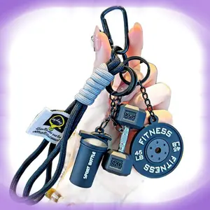 2025 Cartoon Sports Fitness Series Keychain Exquisite Barbell Plate Boys and Girls Backpack Gift Water Cup Pendant-BUY IT