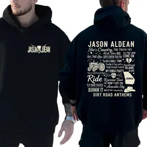 Jasonn Aldeann Songs Lyrics Hoodie 2 Sided, Country Music Shirt, Hick Town Big Fan Tractor And Georgia T Shirt, Gift For Fan, Concert Outfit, Unisex Sweater Pullover Tee