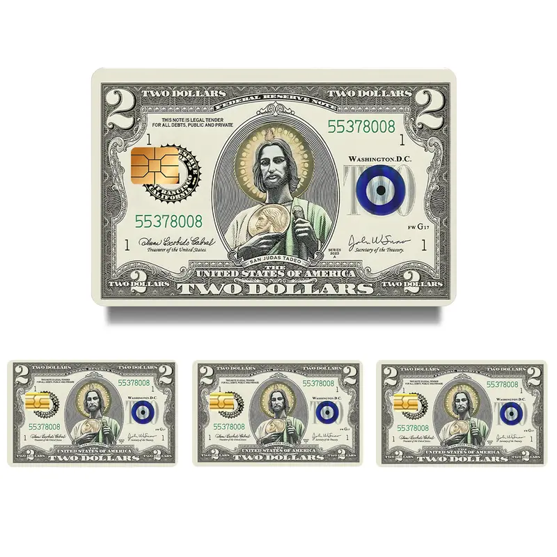 San judas debit card stickers high quality vinyl– Vintage Banknote Design with Saint Motif, Chip Cutout Card Skin