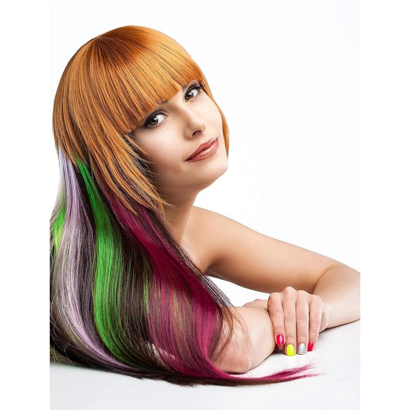 Beaute Galleria Bundle 11 Pieces Single Color 21 Inches Straight Party Highlights Clip In Synthetic Hair Extensions Cosplay Comic Con Halloween Costume (Red)