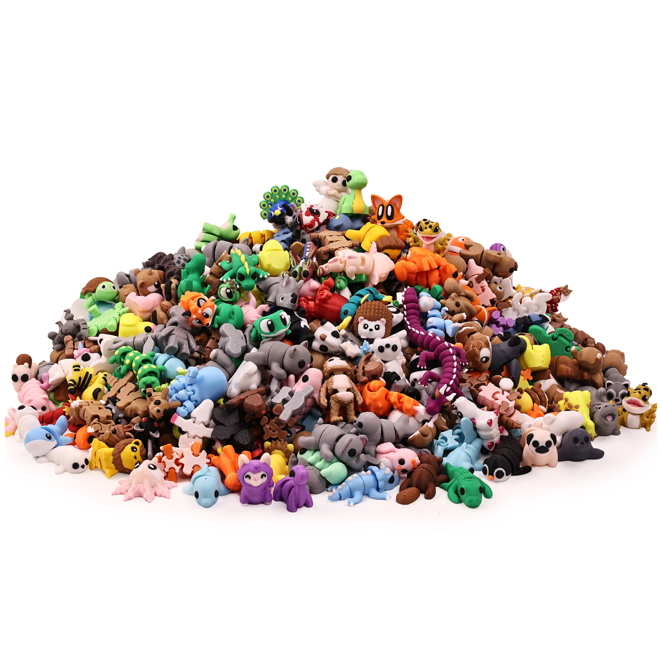 Mystery Mini 3D Printed Animal Figurines,  Randomly Selected from Over 200 Unique Flexible Articulated 3D Printed Animal Style, Classroom Rewards, Fidget Desk Toys, Party Favors, Summer Gift,