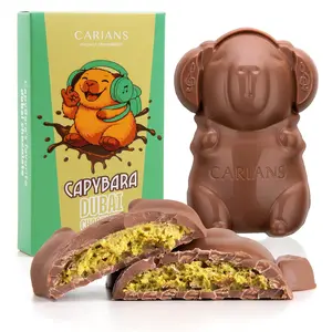 CARIAN'S Capybara Dubai Chocolate Bar - Cute Outside, Crunchy Inside, Meet Your Next Sweet Treat Obsession, Dubai Style Gourmet Chocolate Bars with Crunchy Pistachio Cream, Viral Snack with Dubai Flavors Premium Gift, Ice-Packaging
