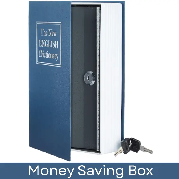 Money Saving Box, Book Safe, Secret Hidden Metal Lock Box, Save for Money, Money Hiding, Key Lock, Large, Blue, Money Box for Gift, Security Safe Box, Home Office
