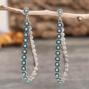 New Exaggerated Hollow Large Water Drop Turquoise Earrings