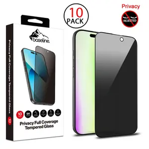 Privacy Full Coverage Tempered Glass Screen Protector (10-pack) for Apple iPhone 17 / 16 Pro - Black