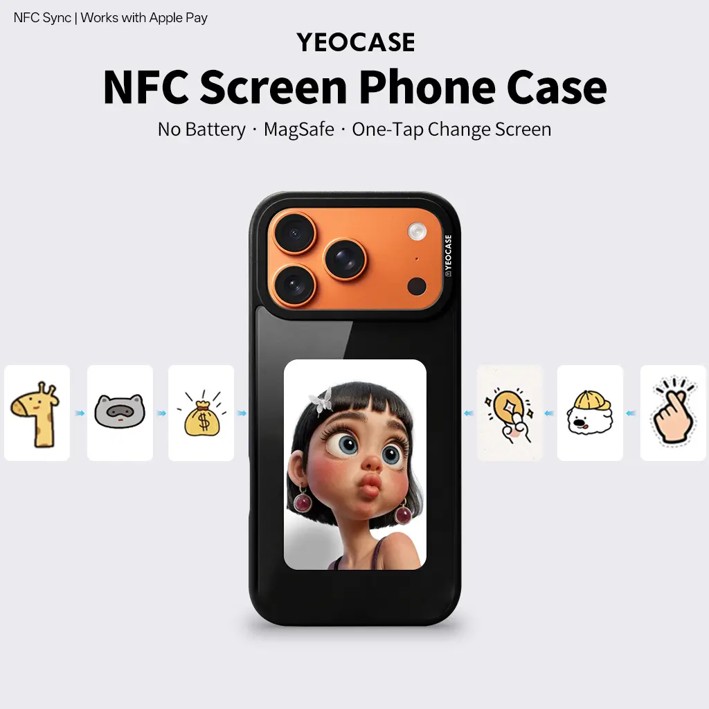 E-Ink Customizable Magsafe Phone Case - Shockproof, Anxiety-Relief Back Design Changeable Anytime for iPhone 15/16/17 Pro Max