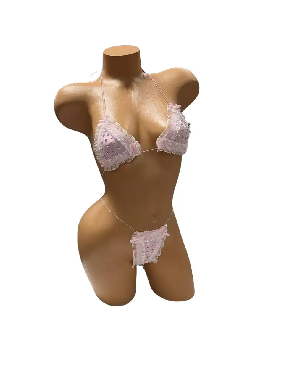 Pink Rhinestone Ruffle Set