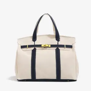 Women's Durable Canvas Tote Handbag Large Capacity Lightweight Crossbody Shoulder Purse Multi-Function Bag for Daily Commute School Work Short Trip