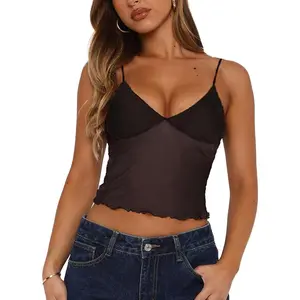 Bralettes for Women Mesh Tank Top Slim Y2K Camisole See Through Sheer Bralette Sleep Soft Tops Womenswear Sleeveless Skinny Spaghetti Strap