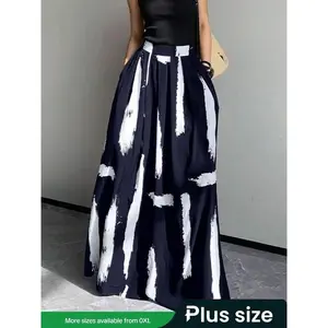 Plus Size Abstract Print Skirt, Casual and Comfortable Everyday Wear, Women’s Underwear/Garment for All Four Seasons