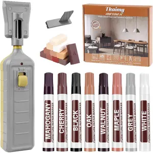 11 Color Laminate Floor Repair Kit with Heat Pen Hard Wax Touch Up Marker Cover Scratches Stains Cracks Holes for Wood Vinyl Furniture Door Cabinet Table