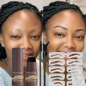 1SET Eyebrow Stamp Styling Kit, Long-lasting Waterproof, Fine Powder, Smudge-proof, Eyebrow Shape with 10 PCS, Cosmetics