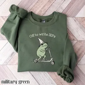 School Psychologist Sweatshirt, Special Education Counselor Sweater, IEP Tee Frog Scooter, Gift SPED Inclusion Teacher Language Pullover Gift-women shirts