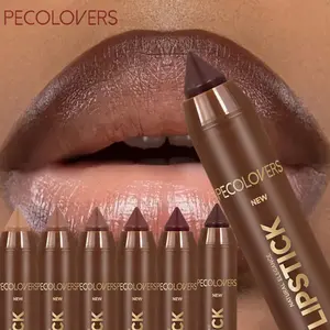 6pcs/set Brown & Red Matte Lipstick Lip Liner Stain, Silky, Pumpkin Spice Lipstick, Non-stick Cup, Ideal for Halloween Christmas Gift