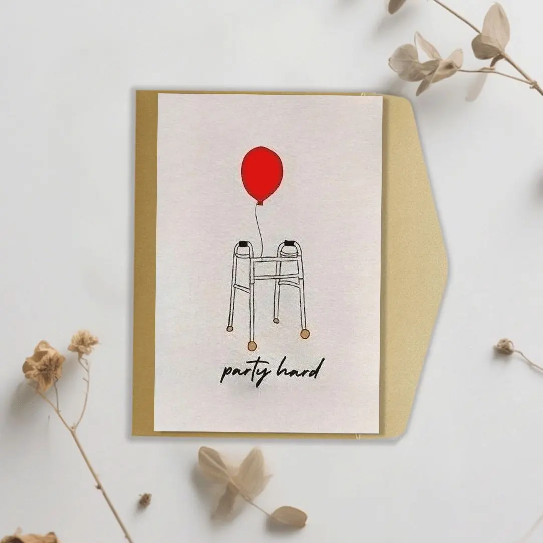 Funny Birthday Card with Balloon Design, Foldable Postcard with Envelope, 8.3*5.5 Inches, Perfect for Any Occasion