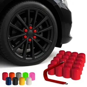 Vinyl Lug Nut Cover| Red| Flexible Fit Wheel Lug Nut Cap| Fits 21-23 mm| Pack of 25| Includes Deluxe Extractor| Made in The USA