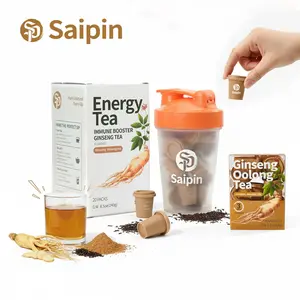 Saipin Ginseng Energy Tea Pods · 20 Freeze-Dried Pods + FREE Shaker | No Sugar No Caffeine | Clean Focus Calm Power for Work Gym | On The Go 4X Active Power