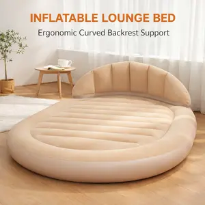 High Backrest Support Air Mattress or Portable Air Sleeping Pad, Inflatable Travel Bed for Summer Camping, Beach, Tent,Travel, Guest Room, K-pop Music Festival, Football Sports Match & Father's Day Gift - Inflatable Furniture