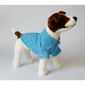 Teal Gingham Checker Short Sleeve Summer Collar Dog Shirt for Small to Medium Dogs - Comfortable & Durable Fabric