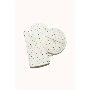 Lady Dot Oven Mitt & Pot Holder Set Bakeware Kitchen
