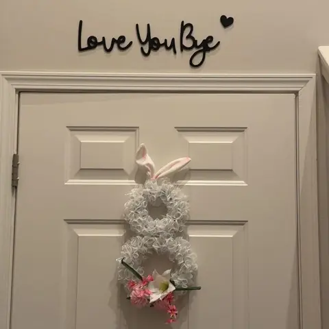 Modern Acrylic-Wood Board Wall Art - "Love You Bye" Letter Pattern Hanging Decor, Decorative Wall Covering, Aesthetic Room Decoration, House Decor Accessory for Home Prayer Room Farmhouse