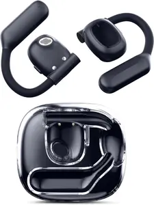 Open Ear Headphones, 80H Playtime Air Conduction Earbuds w/Fast Charging, 16mm Hi-Fi Audio Drivers, Physical Buttons, ENC Mic, IPX5 Waterproof, Bluetooth 5.4, 2025 Upgrade for Workout Headset Black Electronic