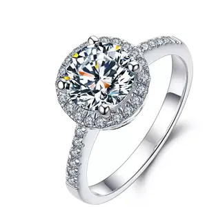 Women's Adjustable Size Round Cut Moissanite Engagement Ring - Fashion Costume Jewelry Accessory