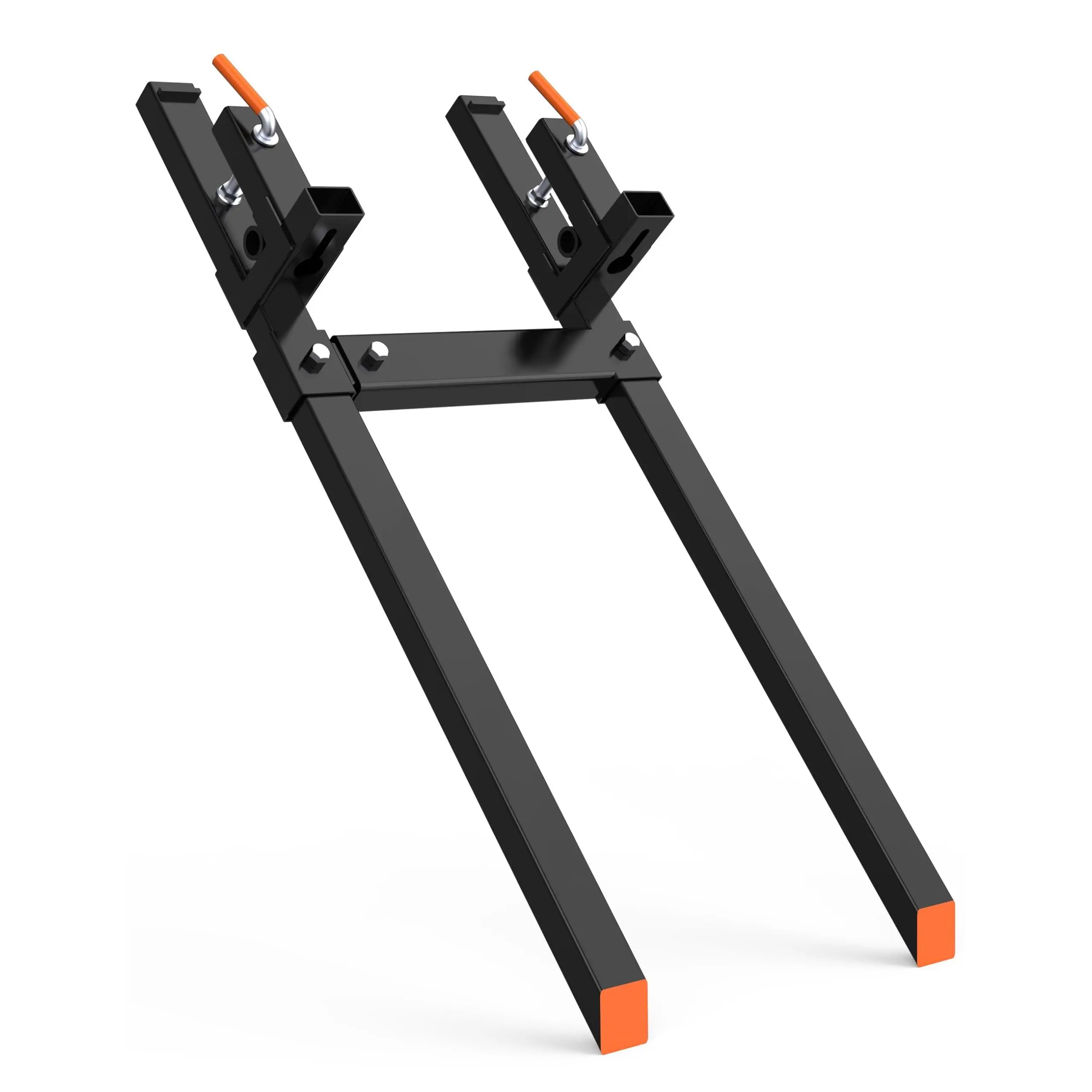 GARVEE 60" 1500-lb Capacity Clamp-On Pallet Forks with Adjustable Stabilizer Bar for Tractor Attachments, Skid Steer Loader Bucket - Heavy-Duty Tool for Wood, Bushes Handling on Farms, Warehouses