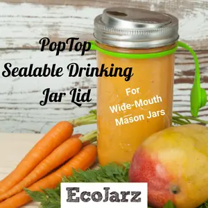 PopTop Sealable Drinking Jar Lid - Wide-Mouth