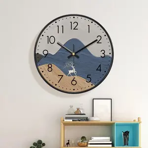 Modern Abstract Wall Clock Minimalist Golden Deer Silent Non-ticking Clock Large Numeral For Living Room Bedroom Home  Decor