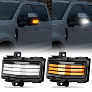 LED Sequential Side Mirror Turn Signal Marker Light Compatible with Ford F150 2015-2023, F250 F350 F450 F550 Super Duty 2017-2023, White DRL & Amber Dynamic Turn Marker Lamp, Smoke Lens 2PCS summervibes☀️