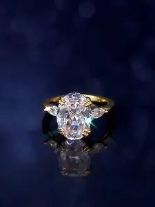 Oval Shaped Artificial Zircon Ring, Fashion Jewelry for Party, Daily Clothing Decor, Trendy All-match & Exquisite Jewelry for Birthday Gift