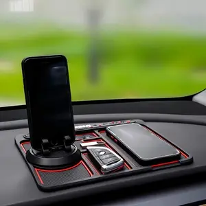 Car Anti Slip Dashboard Mat with Phone Mount Non Slip Pad for Phones Gadgets and Small Items 4-in-1 Car Organizer Accessory Compatible with All Vehicles