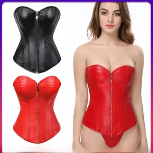 New PU leather shapewear bodysuit, slimming waist-shaping top, punk style, suitable for women's daily wear and club attire