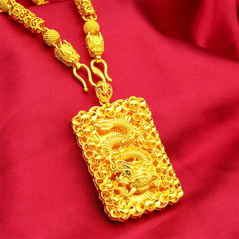 18K Gold Plated Necklace For Women Men Guanyin Golden Dragon Pendant Clavicle Chain Non Fade Wedding Engagement Gift Jewelry radiant cut ring Miami Cuban Link Set Virgin Mary Heart daryl ear necklace Vintage Brass Cigarette Box with love eye horus