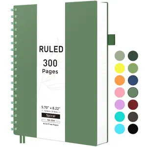 College Ruled Notebook A5 300 Pages 5.7" × 8.2" Flexible Plastic Cover Waterproof with Pen Holder and Sticky Index Tabs
