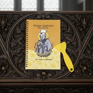 Reusable Sticker Notebook Plague Doctor Design A5 Size 24 Sheets 48 Pages Gold Spiral Binding Collectible Sticker Book